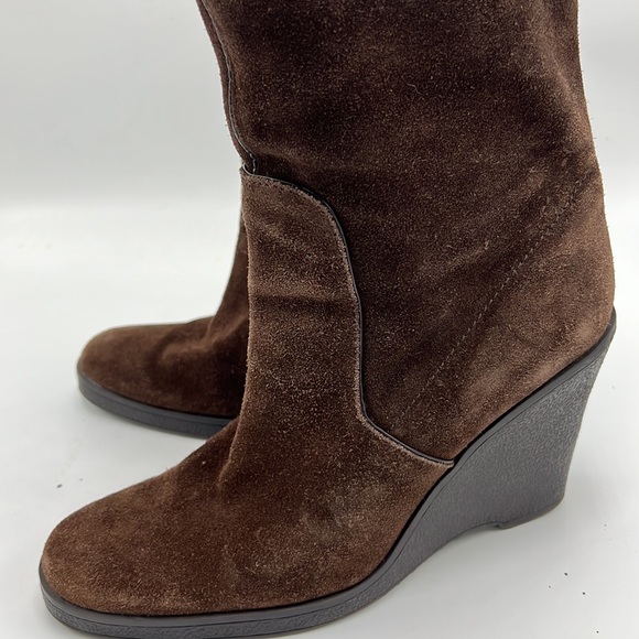 Calvin Klein brown leather boots size 8 wedge - Picture 7 of 8